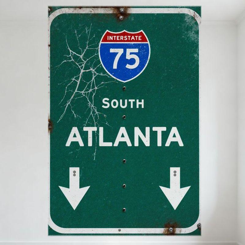 

Vintage Interstate 75 South Atlanta Weathered Metal Sign Retro Highway Shield Tin Sign for Man Cave Bar Home Wall Decor 8x12 Inc 20x30cm（7.8x11.8inch）