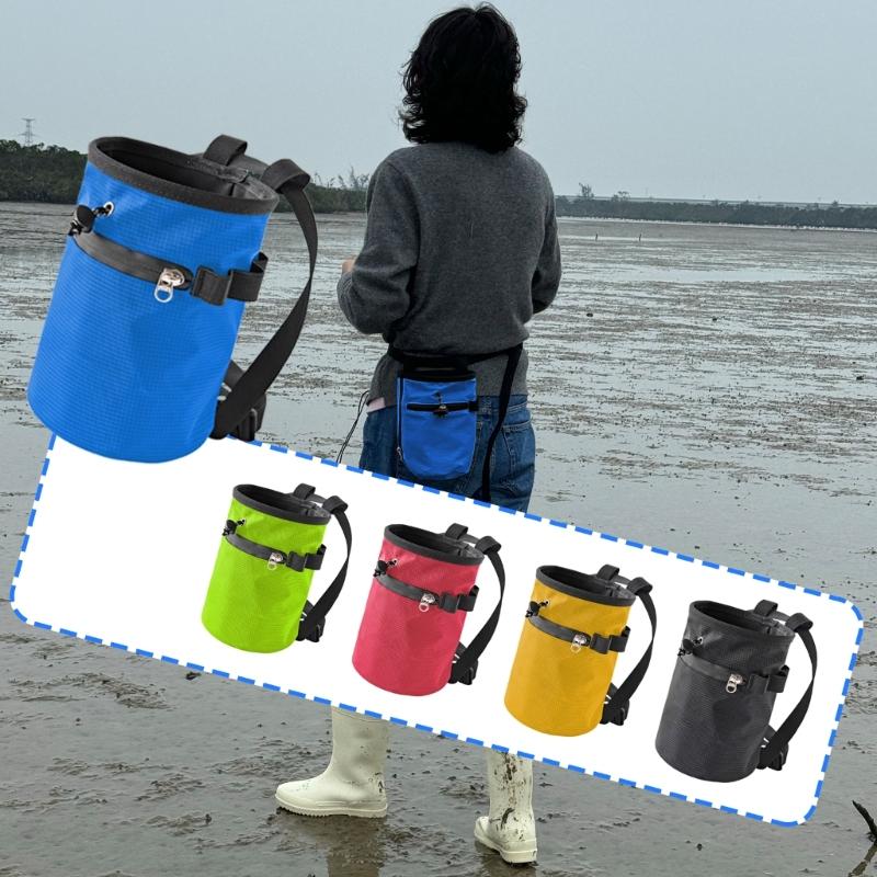 Bouldering Chalk Bucket  & Zippers Pockets Rock Climbing Chalk Bag Magnesia Pouches Nonslip Chalk Bag Easy Use