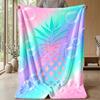 Pineapple Bubbles Rainbow Art Theme blanket Lightweight Warm Flannel Blanket Decorative Throw Blanket for Home Decoration
