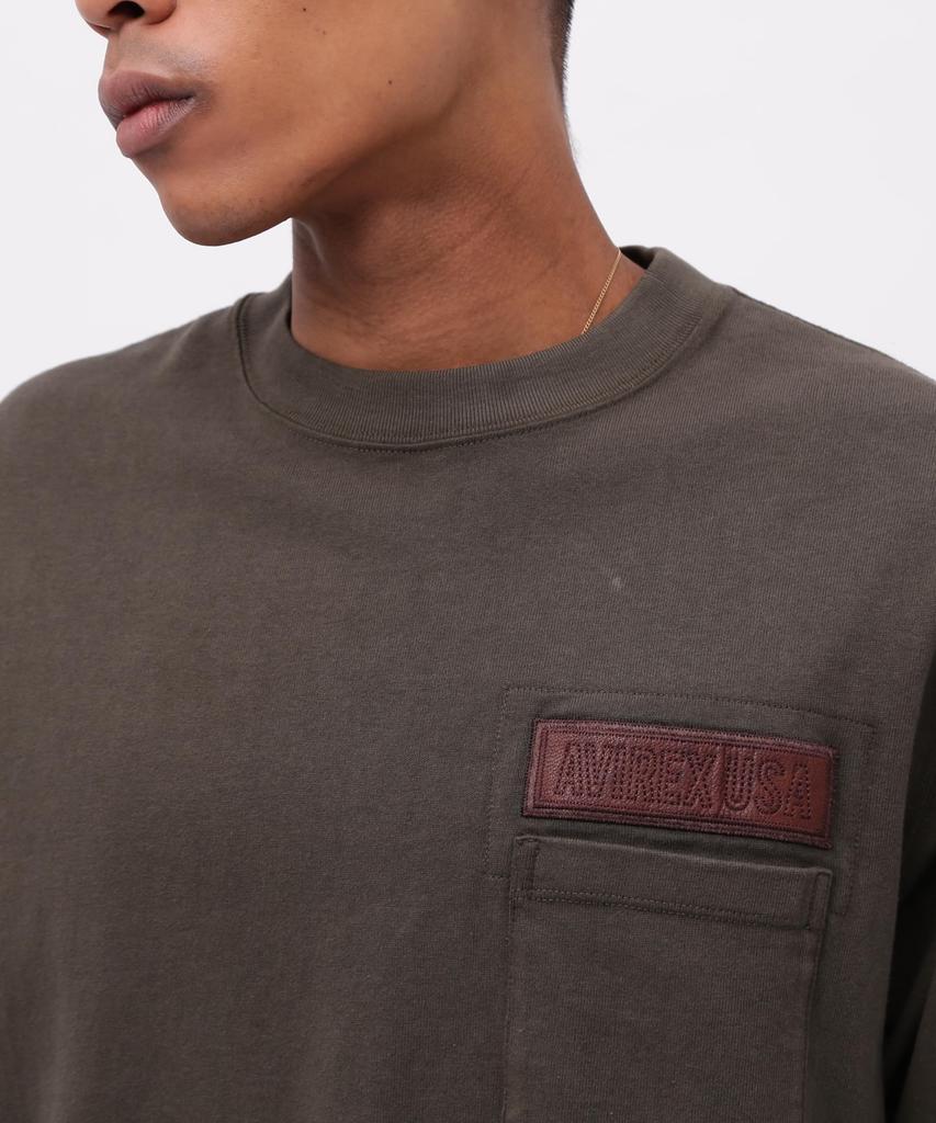 AVIREX 50th Anniversary Leather Patched Fatigue T-Shirt Men's M 310 Olive 783-5134012