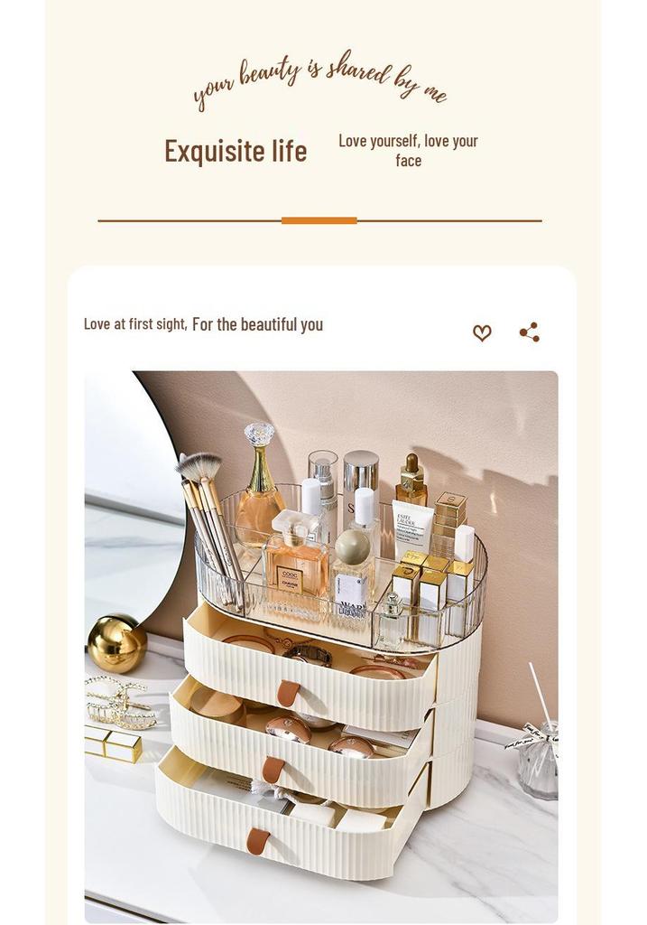 Luxury Multi-Functional Skincare Organizer: High-End Desktop Cosmetic Storage Box