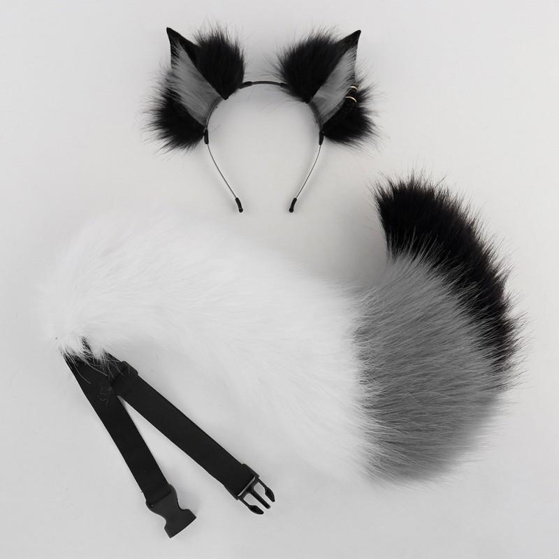 Handmade Fox Ear Headband Set With Tail Cosplay Accessory Halloween Costume Party Anime Convention
