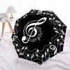 Music Notes Treble Clef Vinyl Record Design Sticker DecalUmbrella with Cute Design,Portable 3-Fold Compact Umbrella for Men&Women,Valentine'