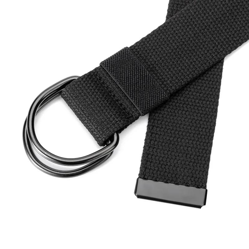 Canvas Men Belt High Quality Unisex Double D-Ring Buckle Waistband Casual Canvas Female Belt Casual Sports Belt Tactical Belts