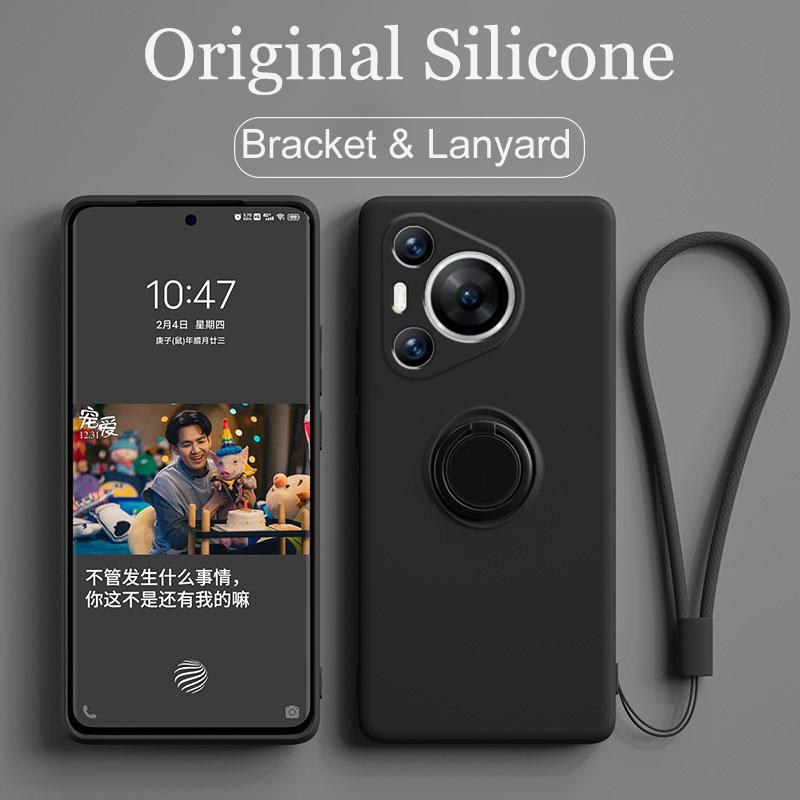 Magnetische Flüssigsilikon-Ringständer-Hülle für Huawei Pura 70 P70 P60 P50 P40 Mate 60 50 40 Pro Plus Nova 11 10 Honor 90 80 70 60