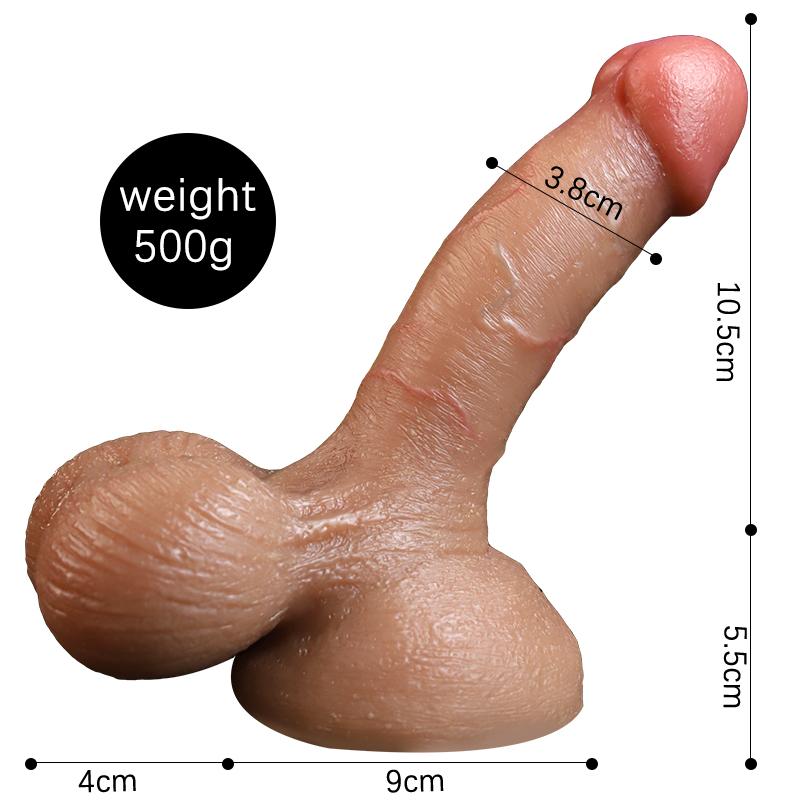 VaHppy Dildo din silicon lichid 3,8 cm Nivel ridicat de simulare Cu testicule Gland expus Fara preput Jucarii sexuale pentru fete Masturbatoare Ventuza