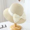 Mesh Bow Showing Face Small Visor Hat Big Brim Bucket Hat Female, Traveling Shading Straw Hat Seaside Beach Hat