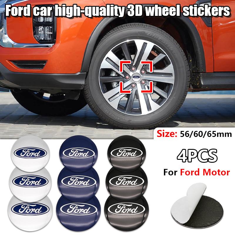 AJI1 4Pcs 56/60/65mm ABS Wheel Center Hub Cap Badge For Ford Fiesta Mondeo Fusion Explorer Escape Shelby Edge Auto Tuning Accessories