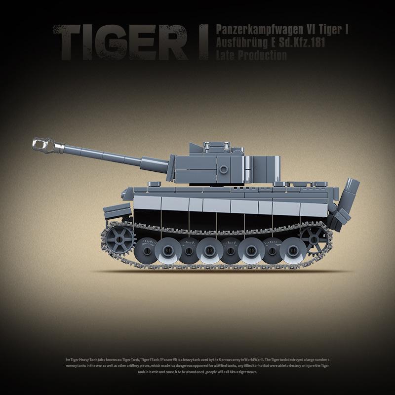 Lego-Compatible WWII Tiger I Tank Building Blocks - Military Series Toy for Boys