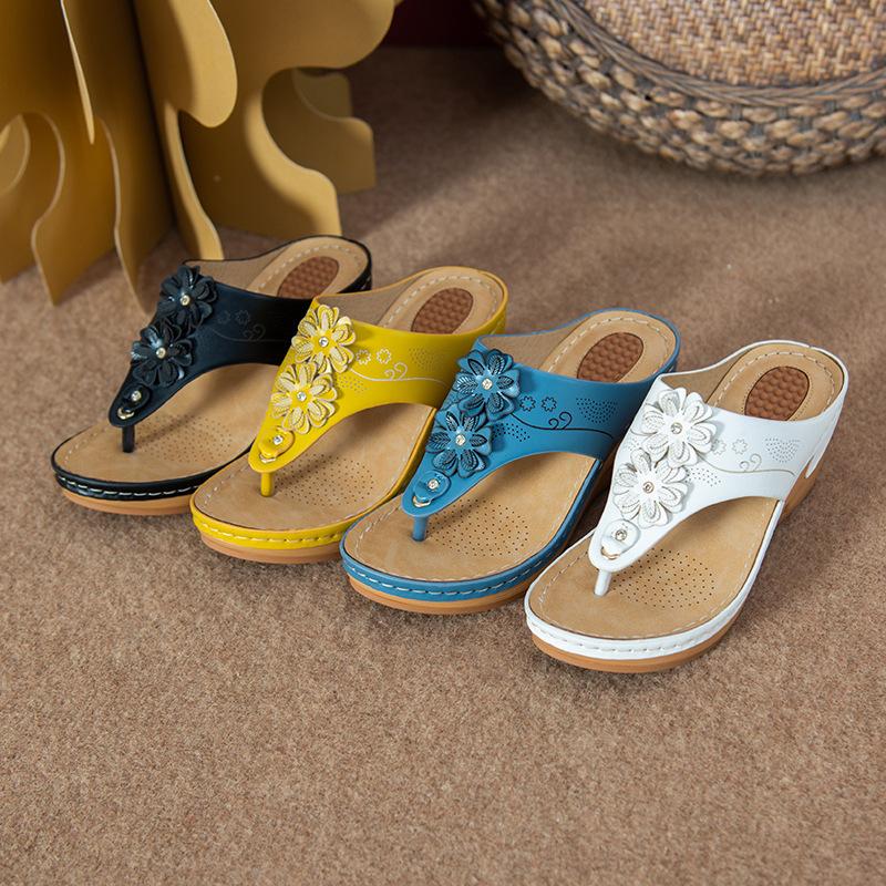 Plus Size Shoes for Women Summer Women Floral Flip Flops Fashion Roman Non Slip Sandals Outdoor Slippers Beach Casual Shoes