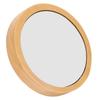 Portable Wood Mirror Wooden Handle Round for Cosmetic Makeup Clear Reflection with Smooth Edges