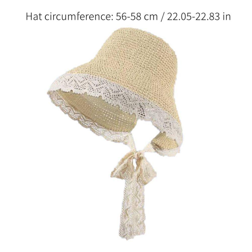 Foldable Lace Trim Hats Sun Protection Straw Sun Visors High Quality Straw Hat  Women Girls