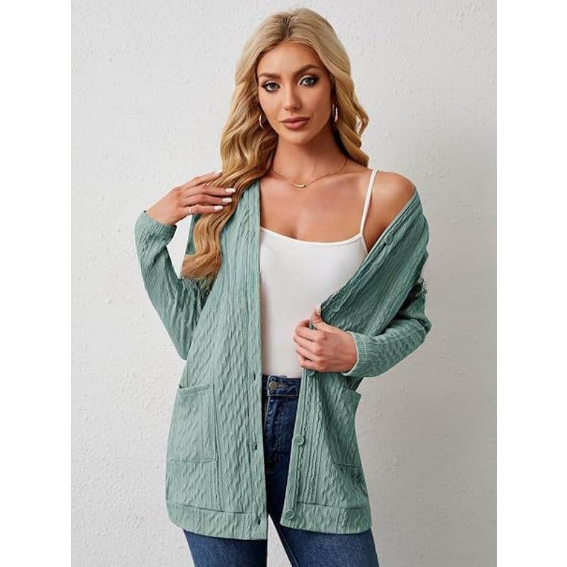 YYFS Women's Fashion Casual Fall Winter Solid Color Print Long Sleeve Sweaters