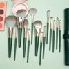 14 Pcs Green Cloud Makeup Brush Set, Large Powder Brush Concealer Brushes, Portable High Quality Makeup Kit for Students