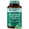 Carbamide Forte Magnesium Glycinate 2000mg Supplement | Magnesium Supplement with Vitamin D3 & B12 | High Absorption Tablets for Muscle Recovery