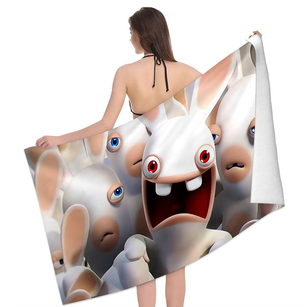 R-Rabbids I-InvasionS Microfiber Printed Beach Towel Mountain Climbing Yoga Beach Swimming Running Absorbent Soft Towel