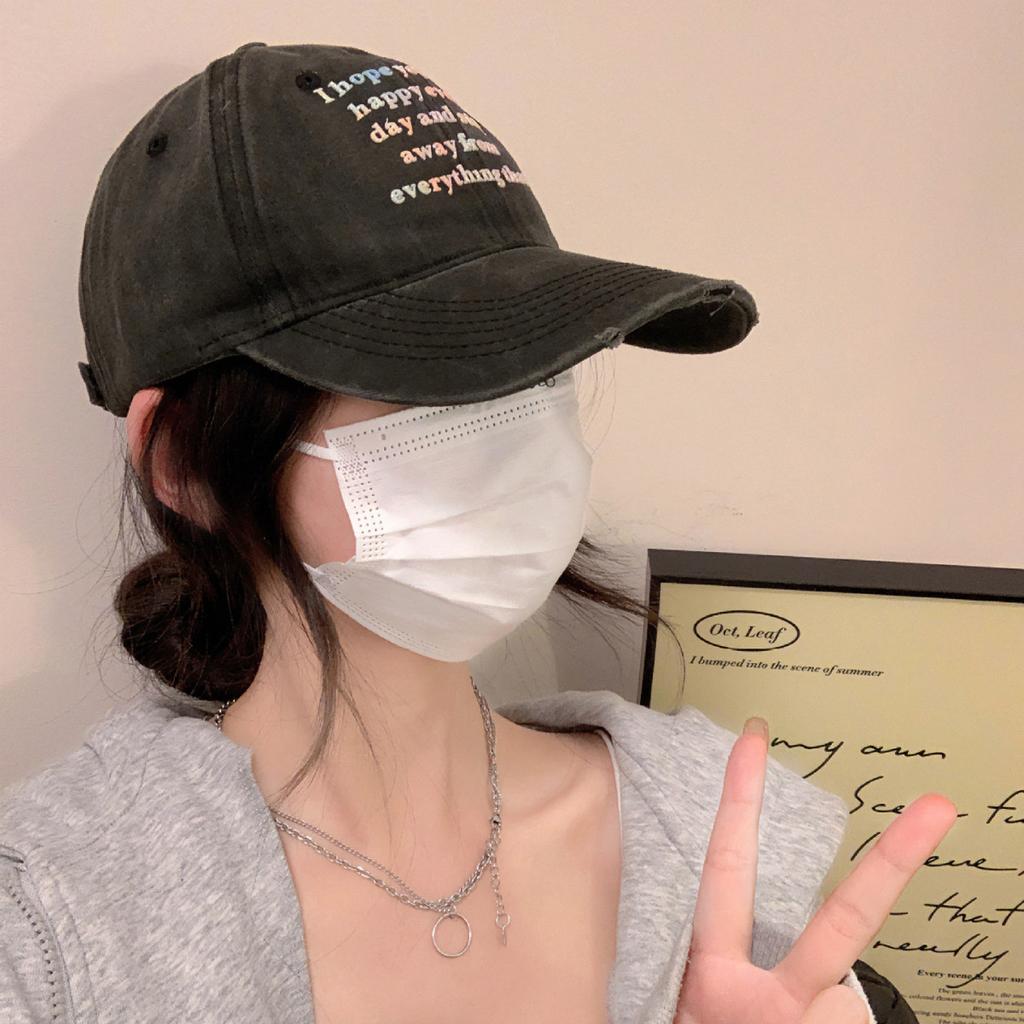 Retro Small Letter Baseball Cap Women'S Spring And Summer Cap Versatile Head Circumference Hip Hop Hat Trendy Man