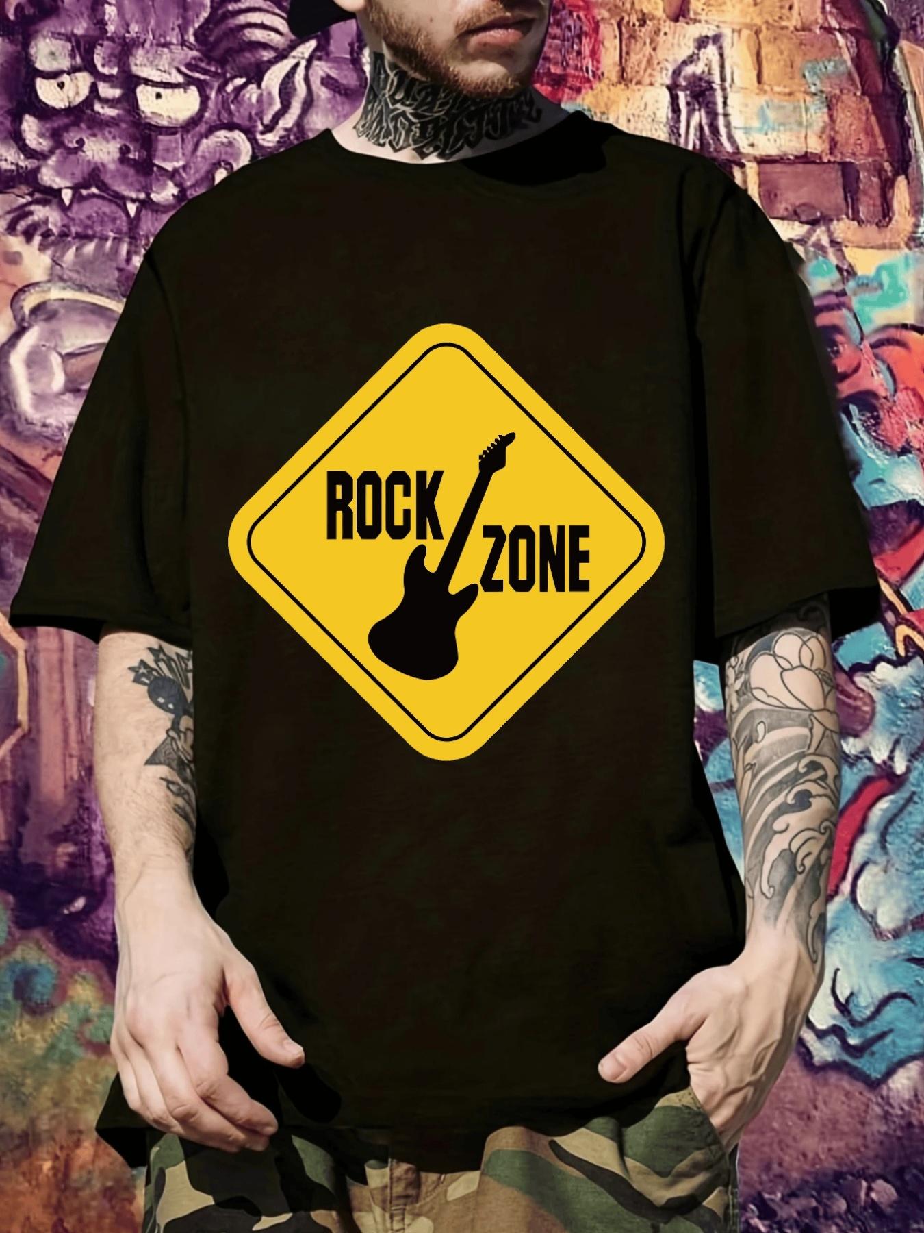 Rock Zone Graphic T-shirt - Casual Short Sleeve Crew Neck Tee with Bold ROCK ZONE Print XXXXL