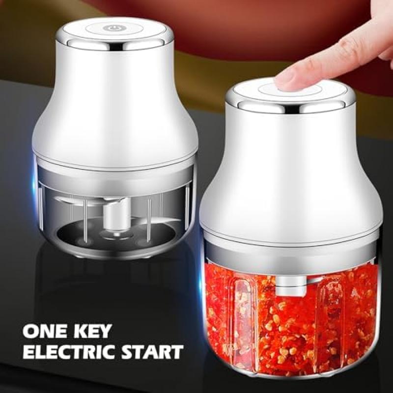 USB Rechargeable Electric Kitchen Chopper 250ml with 3 Blades & 2 Speeds, Mini Onion Chopper for Fruits Vegetables Nuts Meat Baby Food Sauces