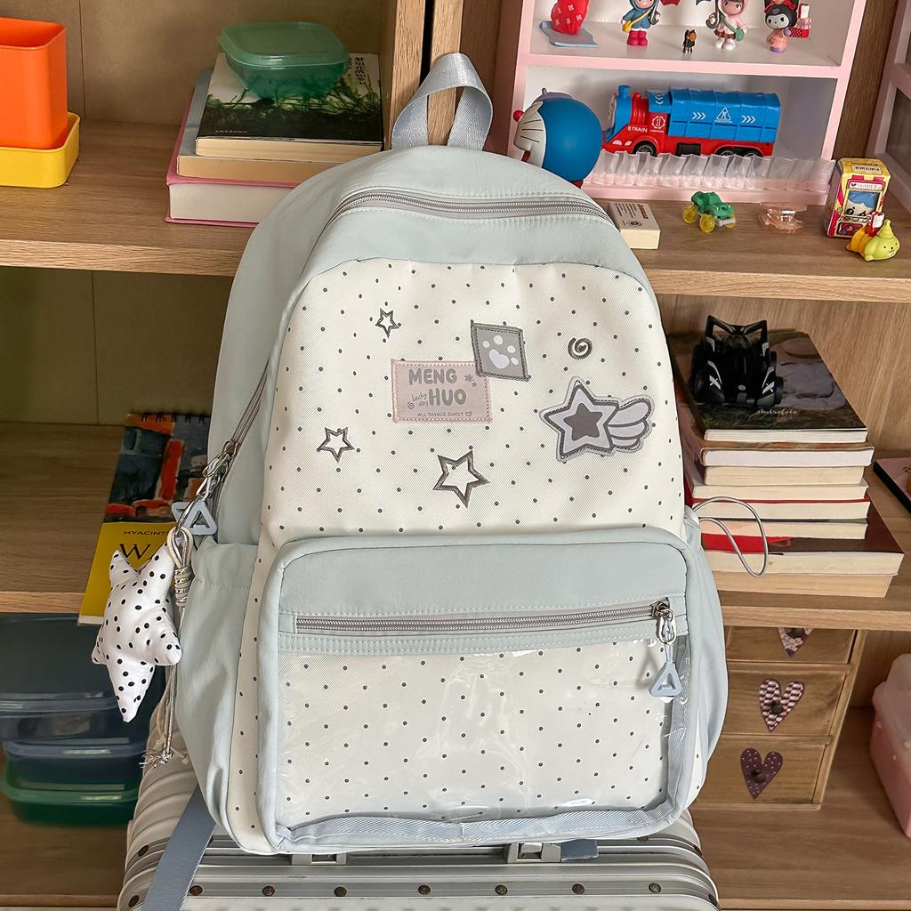 Schoolbag Korean vitality milk yellow star sticker middle school student backpack sweet age-reducing girlfriends travel small backpack