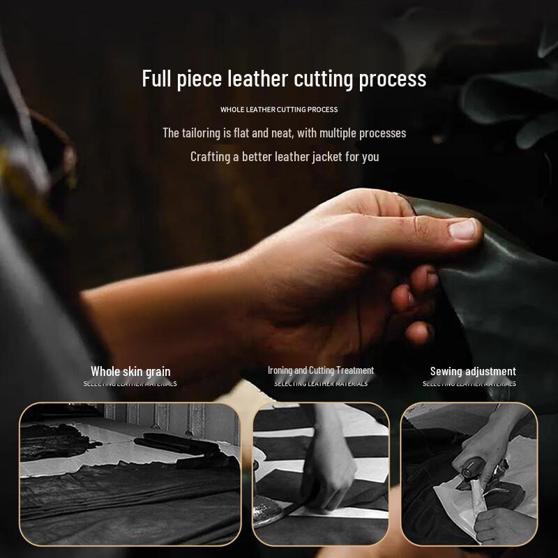 Futing Men's Genuine Leather Stand Collar Jacket