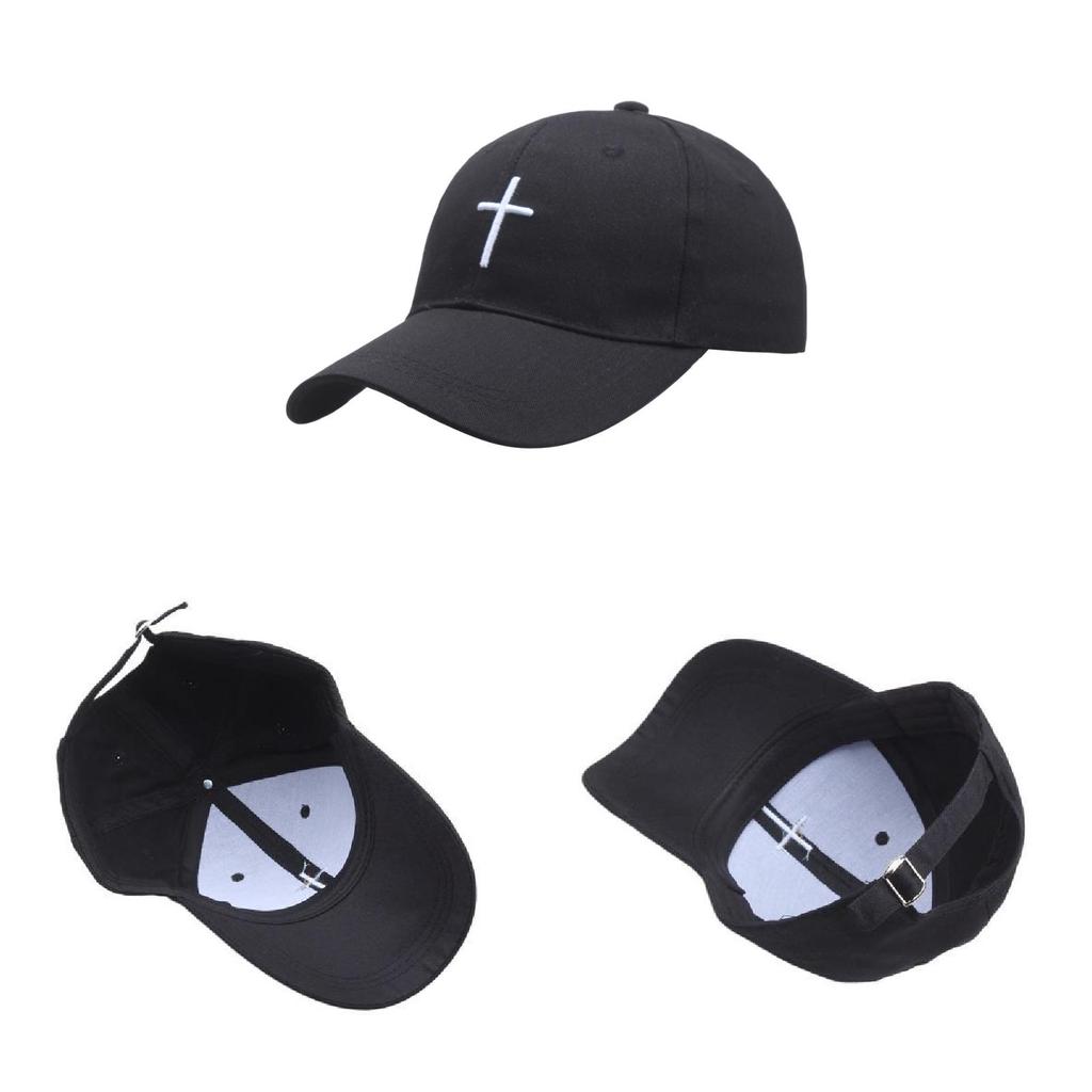 Cross Embroidery Hat With Adjustable Cotton Cap For Summer Outdoor Casual Wear