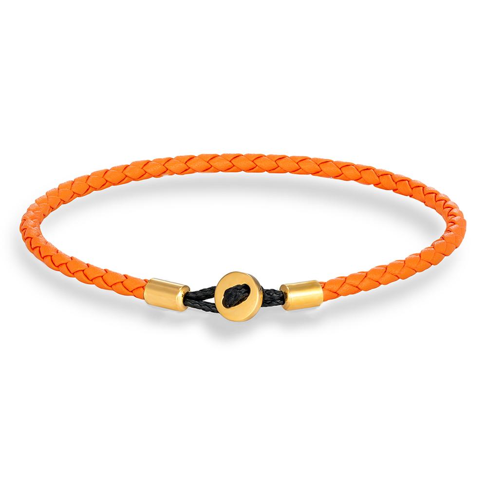Gold Stainless Steel Button Braided Leather Bracelet For Men Women Couple Jewelry Gifts