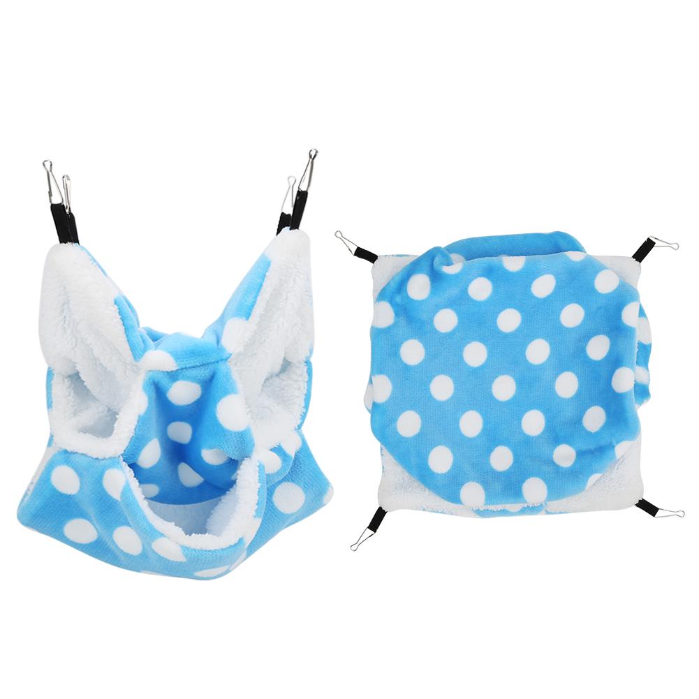 Blue Flannel Hamster Three Layers Warm Hammock Hanging Bed House for Small Pets Sugar Glider ChinchillaBlue
