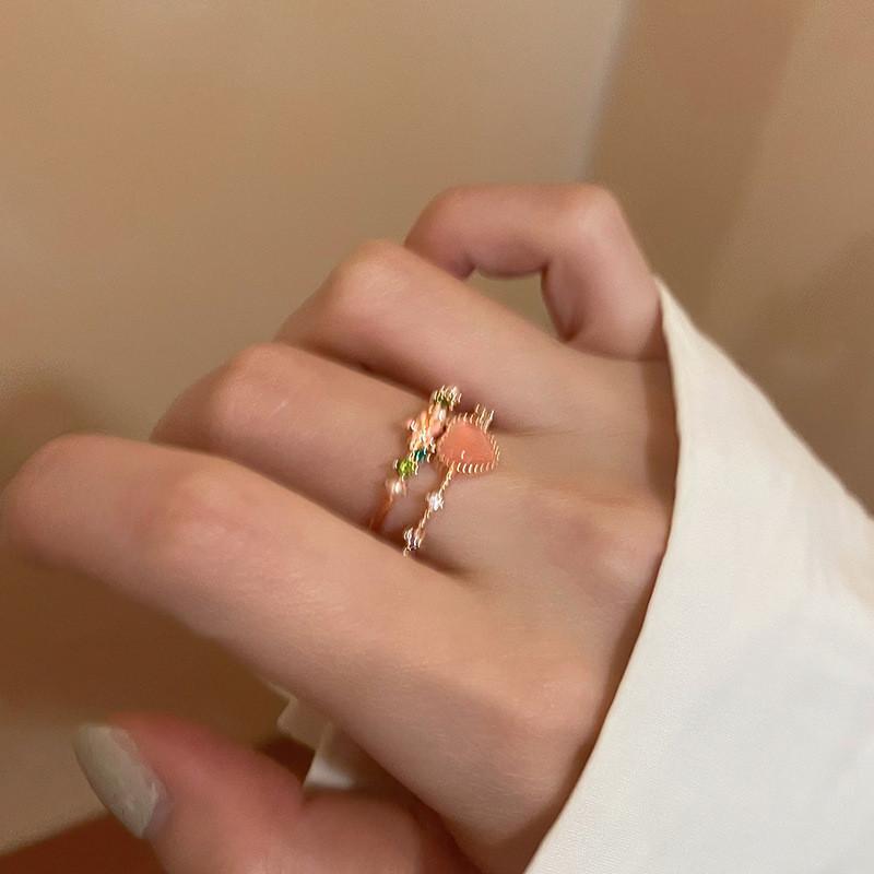Style Geometric Charming Adjustable Heart Shaped Zircon Ring For Women Perfect For Gifts