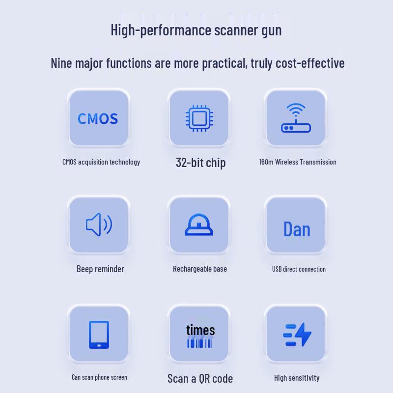 Shangchen Wireless 1D 2D Barcode Scanner with Charging Base