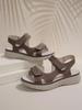 Summer 2025 Women's Sporty Wedge Heel Genuine Leather Sandals - Soft, Lightweight, Velcro, Plus Size Slippers.