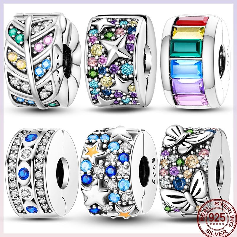 Colorful Zircon Copper Round Bead Silve Shiny Zircon Beads Suitable Fit Pan Original Bracelet Diy Jewelry Gift