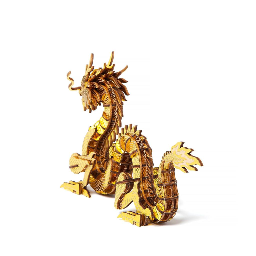 Dragon Gold 3D Wooden Puzzle DIY Craft Kit for Kids and Adults Educational Toy for Boys and Girls 3D Artwork and a Great Gift for Adults ki-gu-mi - -