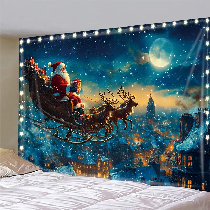 

Голубое небо и заснеженный кедровый лес, настенный гобелен, рождественское настенное украшение, настенное украшение в виде дерева, великолепная рождественская елка, камин, подарки 150x100cm