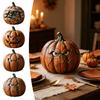 Rustic Wooden Pumpkin Decor Halloween Figurine, Spooky Ornament, Fall Thanksgiving Home Tabletop Accents Table Centerpiece for Party Tiered
