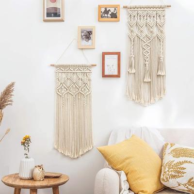 Beige Makramee Gewebter Wandteppich Boho Geometrische Kunst Dekor Schlafzimmer Kinderzimmer Wohnung Wohndekoration Mädchen Erwachsene Geburtstagsgeschenk