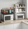 Kitchen Shelf For Microwave Organizer Cabinet Black 2 Levels 48Cm Shelf