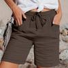 Pants For Women Casual Summer Solid Color Elastic High Waist Cotton And Linen Loose Pants Drawstring Pocket Mid Leg Pants