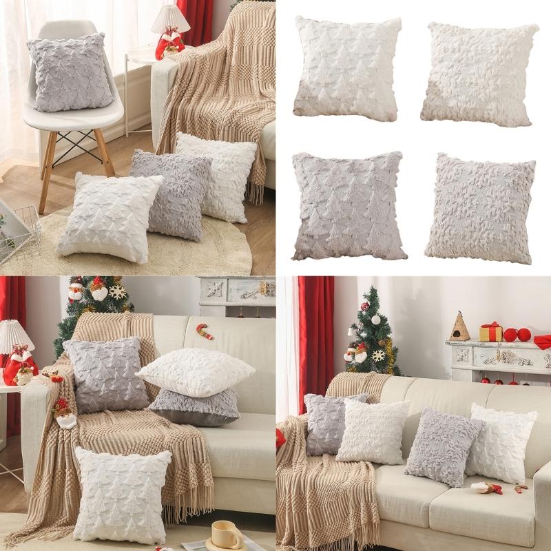 Christmas Cushion Cover Short  Throw Pillow Case Soft Plushie Sofa Pillowcase Cushion Cover Square 1PC