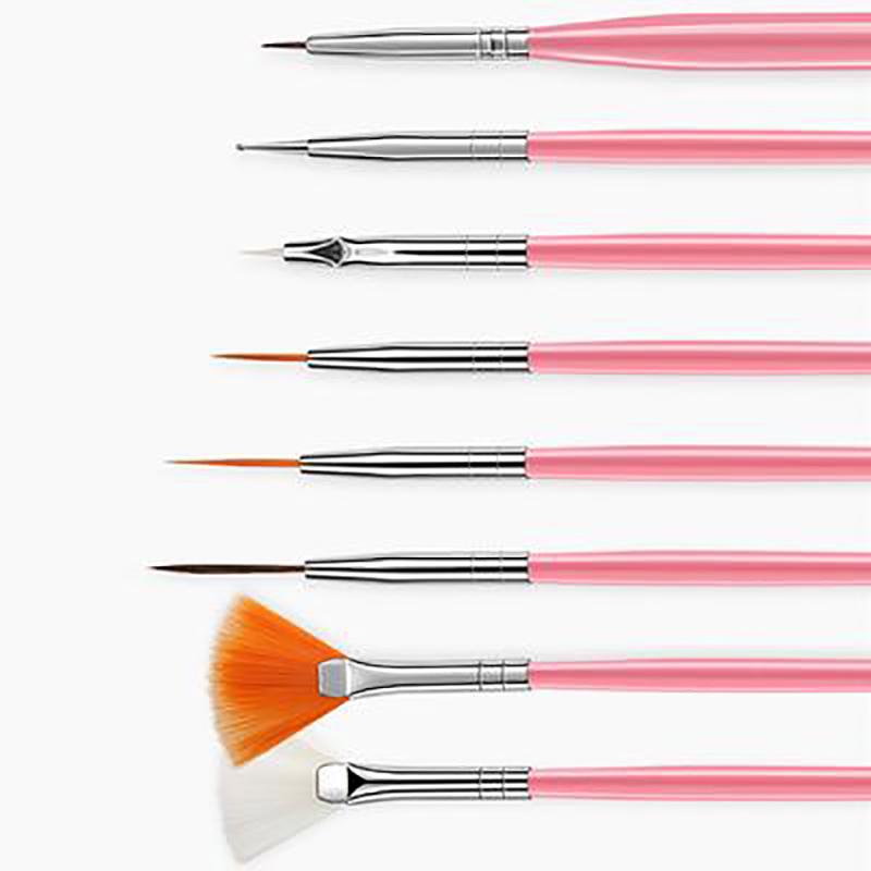 Lady Dotting Drawing Nail 15Pcs Hook Art Line Pen Polish Makeup Brushes Manicure Tool