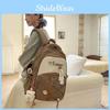 Blocked Color Fashionable Letter Cat Pattern Student Backpack With Pendant
