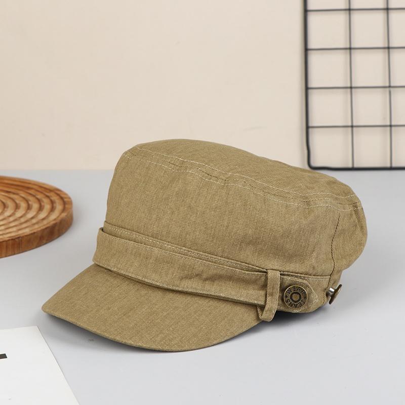 

Vintage Casual Flat Top Fisherman Cap Men Women Adjustable Solid Color Four Seasons Sunhat Snapback
