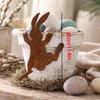 Rusty Metal Rabbit Statue, Foldable Hanging Metal Decoration, Outdoor Garden Art, Versatile Placement, Easy To Install, Perfect Home Landscape Gift