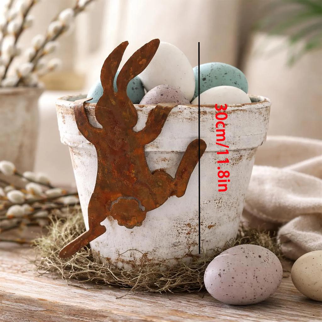 Rusty Metal Rabbit Statue, Foldable Hanging Metal Decoration, Outdoor Garden Art, Versatile Placement, Easy To Install, Perfect Home Landscape Gift