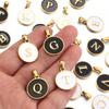 2Pcs Stainless Steel A-Z Round Letter Charms Enamel Alphabet Charms Single-sided Pendant DIY Necklace Bracelet Jewelry Findings