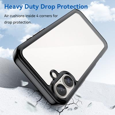 For iPhone 16 Plus Case TPU Frame Clear Acrylic Back Phone Cover