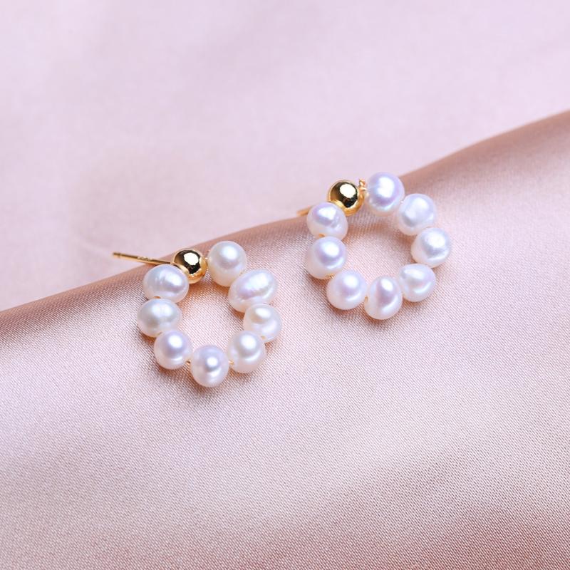 KNIKOO Stud Earrings For Women Fashion Natural Freshwater Pearl Earrings Jewerly For Wedding Party Gifts