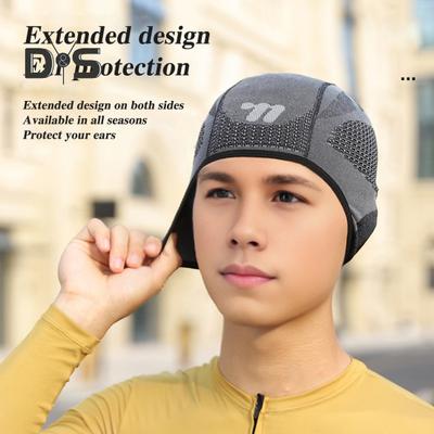 Outdoor Cycling Hat Windproof Ear Protection Motorcycle Helmet Liner Riding Running Beanie Elastic Men Women Four Seasons Under-Helmet Skull Hat