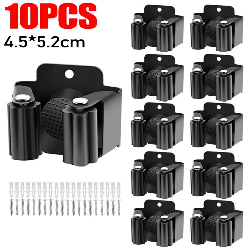 10/1PC Wall Mounted Mop Clips Holder Mop Organizer Rack with Screw Brush Broom Hanger Hooks Waterproof Bathroom Shelf Accessorie