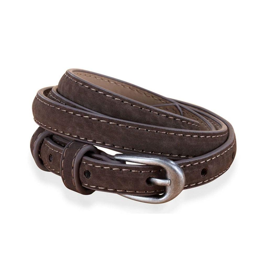 Casual Business Waist Belt Luxury Design Thin Waistband Trendy Suede Leather Belt  For Women